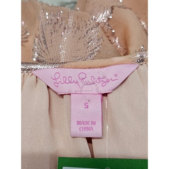 NWT Lilly Pulitzer Womens Metallic Sandstone Silk Marlyse Shift Dress Sz S 2786 - Picture 7 of 13
